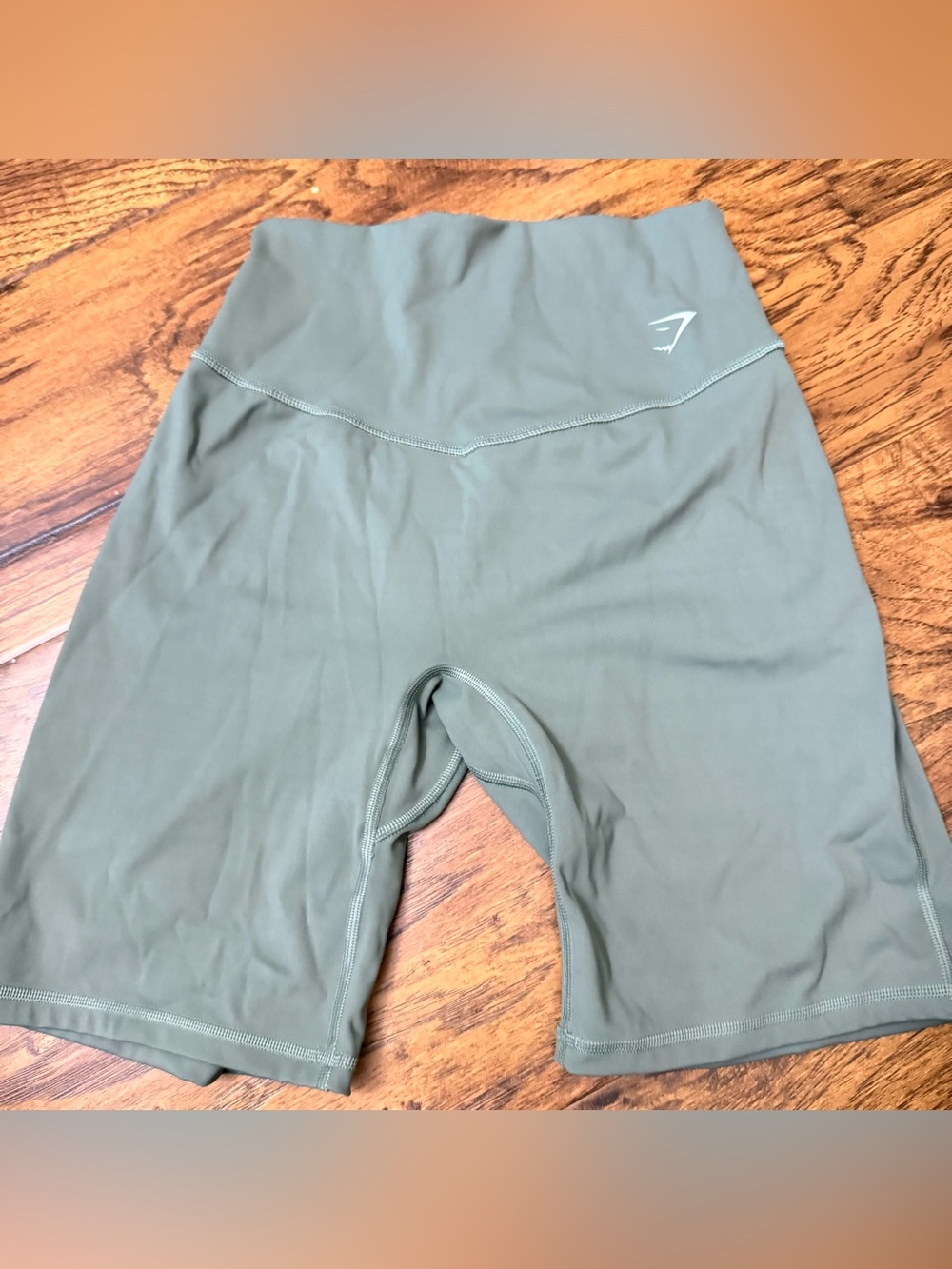 Gymshark Olive Green High-Waist Athletic Bike Shorts